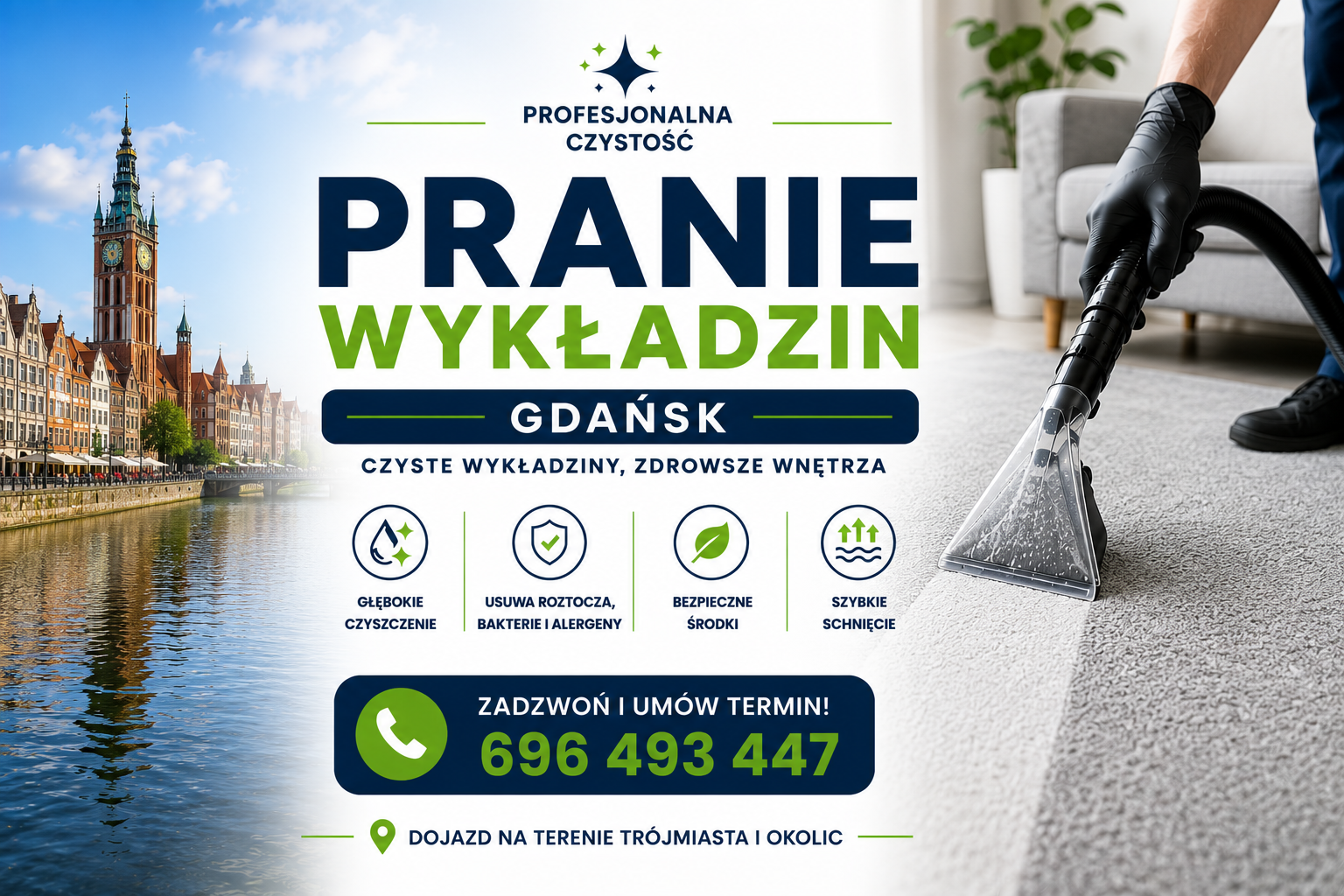 Profesjonalne pranie wykładzin w Gdańsku - czyszczenie wykładzin biurowych i domowych metodą ekstrakcyjną przez Profesjonalna Czystość