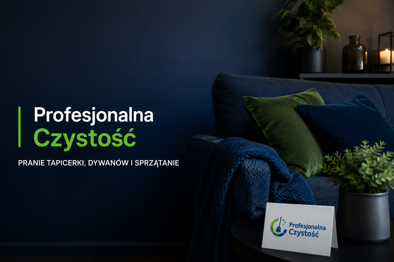 Nasze usługi 1 Nowoczesne wnętrze z elegancką sofą przygotowane do profesjonalnego prania tapicerki i usług czyszczenia z dojazdem do klienta.