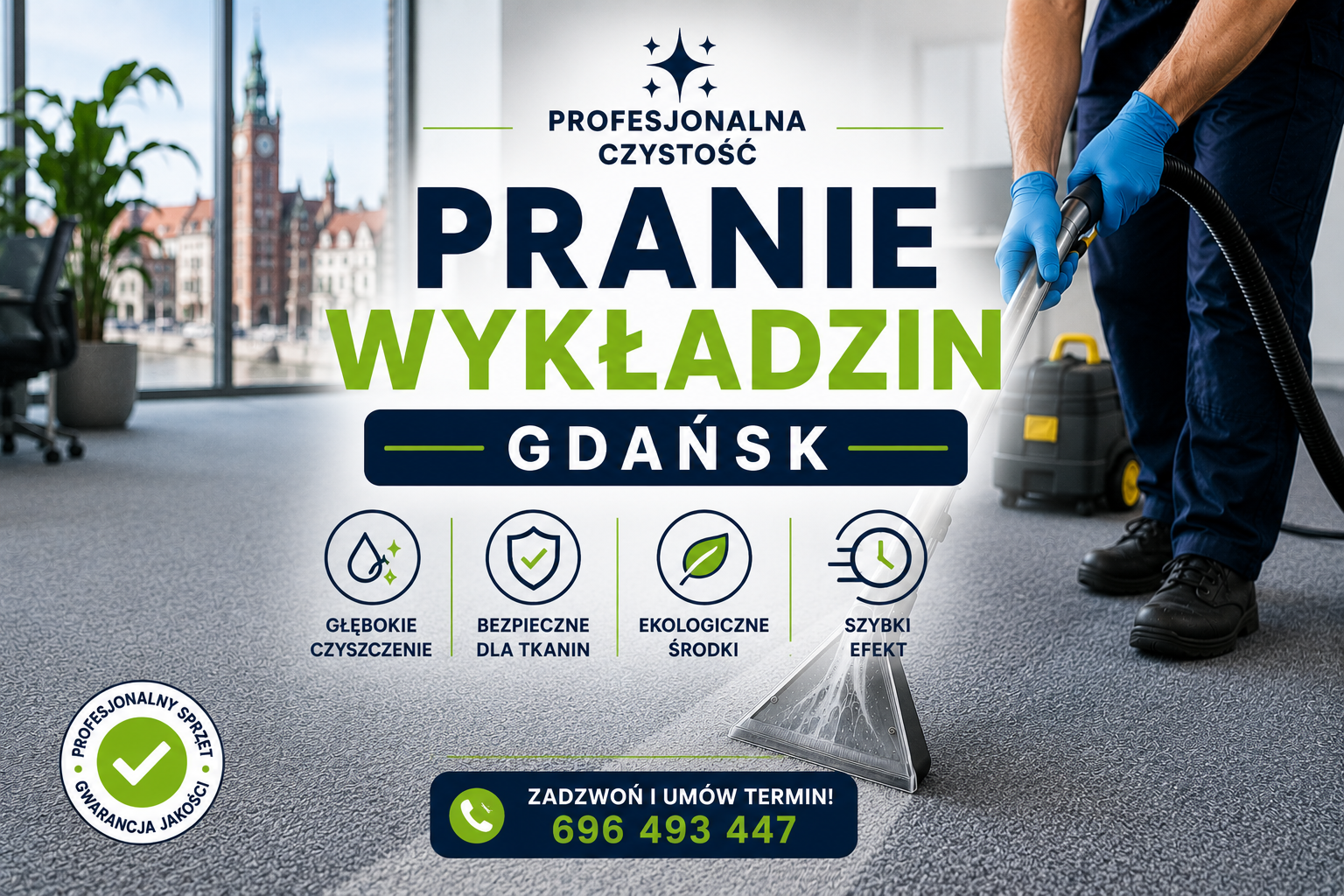 Profesjonalne pranie wykładzin w Gdańsku – czyszczenie wykładzin biurowych i domowych metodą ekstrakcyjną przez Profesjonalna Czystość