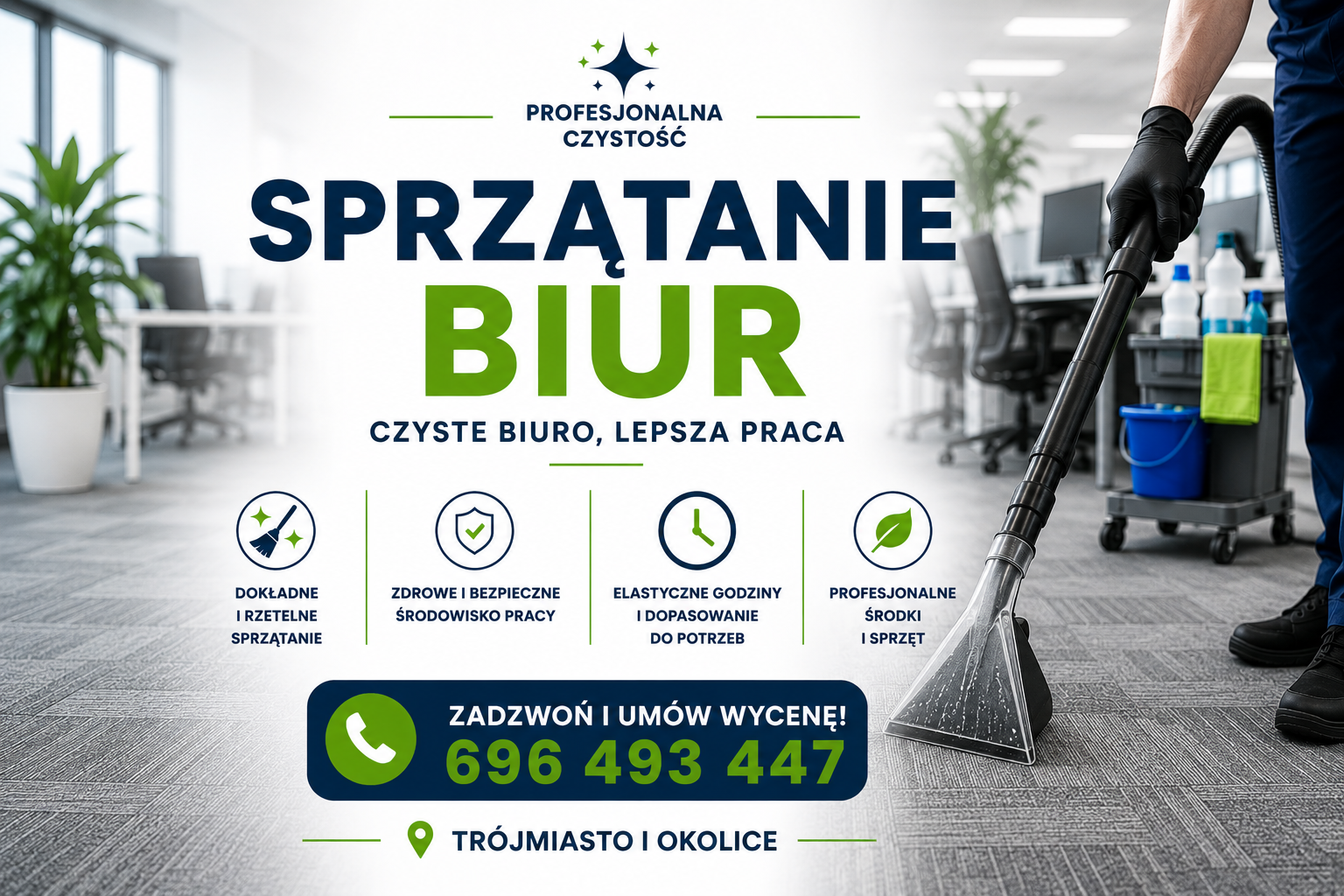 Sprzątanie biur 1 Profesjonalne sprzątanie biur w Trójmieście - utrzymanie czystości w biurach, gabinetach i przestrzeniach firmowych przez Profesjonalna Czystość
